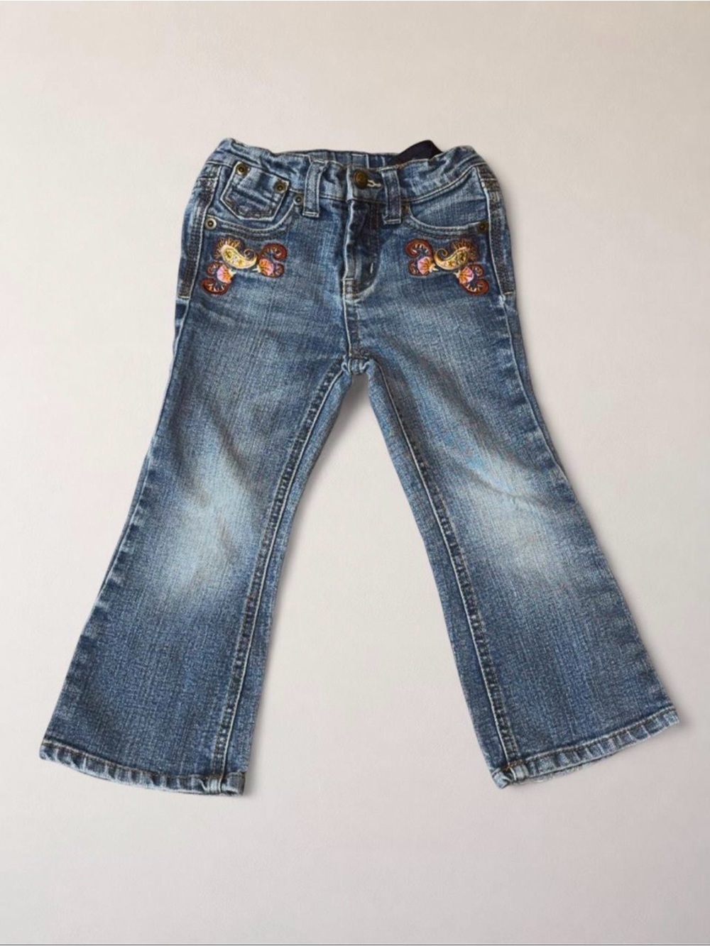 Cherokee Blue Denim Flare Jeans with Butterfly Embroidery